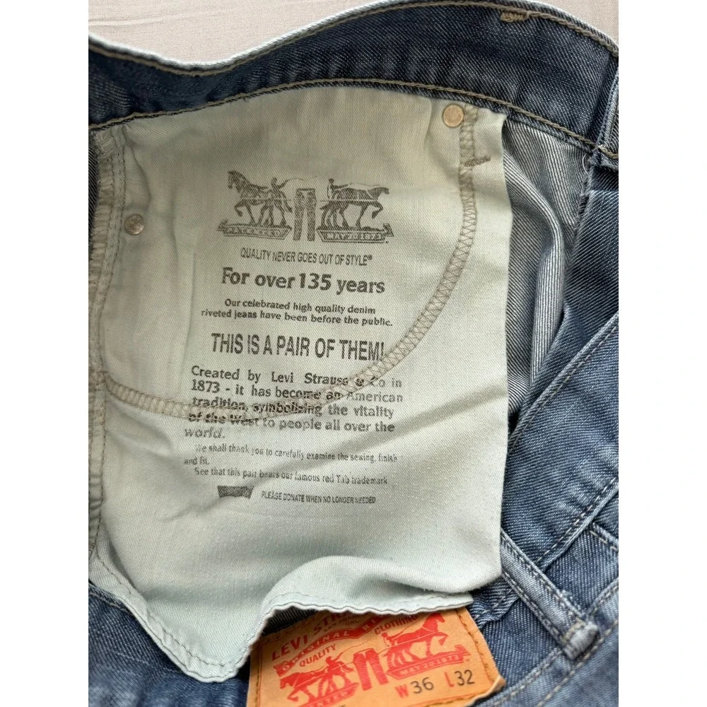 Levis 514 Straight Fit Jeans Mens 36x32 Blue Denim Medium Wash Pants